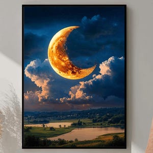 Moon Photography, Moon Poster, Night Sky Art Print, Astronomy Poster, Mystical Moon Print, Galaxy Wall Decor, Cosmic Art Print, Digital