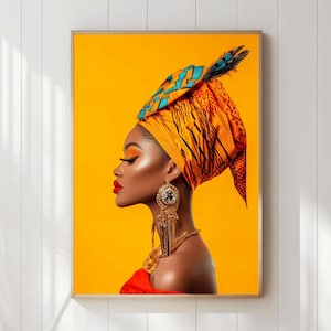 African Woman Art, Artwork Print, Black Woman Portrait, Digital Download, Tribal Woman Print, Cultural Art, African Beauty, Melanin Print