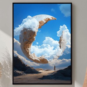 Moon Photography, Moon Poster, Night Sky Art Print, Astronomy Poster, Mystical Moon Print, Galaxy Wall Decor, Cosmic Art Print, Digital