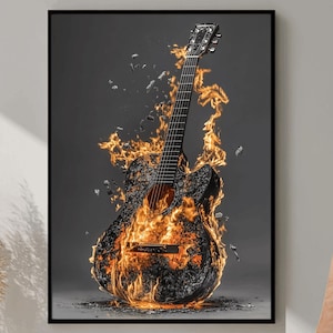 Acoustic Guitar Poster, Guitar Wall Art, Music Photography Print, Musician Gift Idea, Studio Decor Print, Retro Music Artwork, Vintage