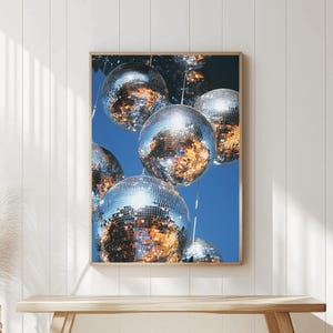 Funky Disco Ball, Disco Print, Party Wall Art, Disco Poster, Trendy Wall Art, Printable Art, Retro Wall Decor, Trendy Retro 70s Decor