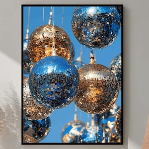 Funky Disco Ball, Disco Print, Party Wall Art, Disco Poster, Trendy Wall Art, Printable Art, Retro Wall Decor, Trendy Retro 70s Decor