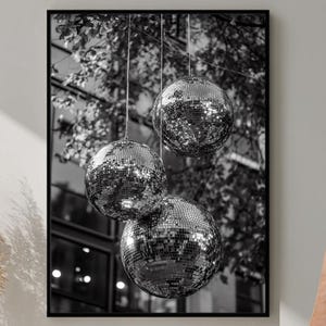 Funky Disco Ball, Disco Print, Party Wall Art, Disco Poster, Trendy Wall Art, Printable Art, Retro Wall Decor, Trendy Retro 70s Decor