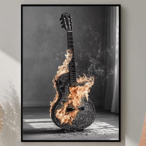 Acoustic Guitar Poster, Guitar Wall Art, Music Photography Print, Musician Gift Idea, Studio Decor Print, Retro Music Artwork, Vintage