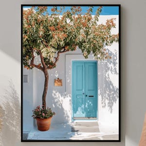 Greek Door Art, European Home Decor, Digital Download, Santorini Wall Art, Classic Door Design, Mediterranean Door, Historic Architecture