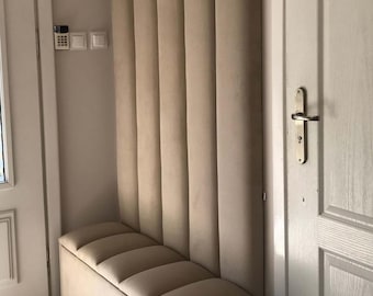 Paneles de pared tapizados a medida: Cabecero de tela moderno, hecho a mano