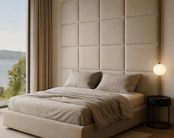 Paneles de pared tapizados hechos a mano: Cabecero de tela moderno