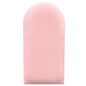 May include: A light pink, arched, fabric panel. The panel is smooth and has a subtle sheen.