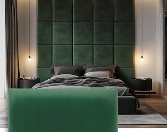 Paneles de pared tapizados hechos a mano: Cabecero de tela moderno