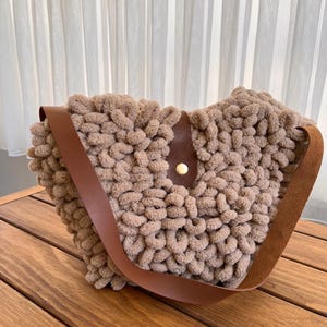 Handmade Puffy Bag, Crochet Fluffy Bag, Evening Crochet Pouch Bag, Knitted Clutch Bag, Raffia Clutch