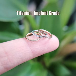 CZ Stone Titanium Hinge Hoop: Helix, Nose, Cartilage Ring