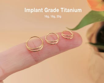 20G/18G/16G Titanium Nose Double Hoop, Septum Ring, Clicker Hoop, Nose hoop,  Cartilage Hoop, Helix Hoop, Tragus Jewelry, Tragus Piercing