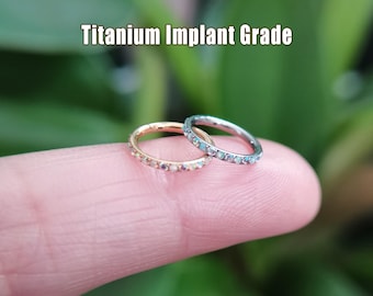 Titanium CZ & Opal stone Paved Hinged Clicker Hoop, Segment Rings, Nose Ring, Cartilage Hoop, Helix Hoop, Tragus Hoop,Conch Ring 16g/18g/20g