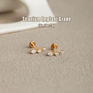 16G/18G/20G Titanium Climber Push Pin Labret, Threadless Flat Back Earrings, Cartilage Climber Stud, Conch stud, Tragus Stud, Helix Stud