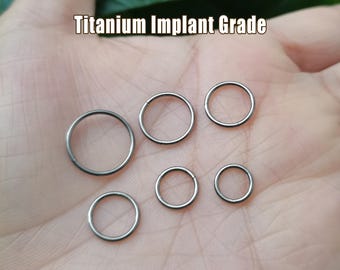 20G/18G/16G/14G Titanium Implant Grade Hinged Segment Nose Ring, Septum Clicker Ring, Nose Hoop, Septum Ring, Seamless Clicker (6-12mm)