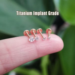 16G/18G/20G Titanium Cz Stone Threadless Push Pin Stud, Flat Back Earrings, Cartilage Stud, Conch stud, Tragus Stud, Helix Stud, Nose stud