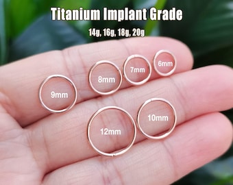 Rose Gold Titanium Implant Grade Hinged Segment Nose Ring, Septum Clicker Ring, Nose Hoop, Septum Ring, Tragus Hoop, 20G/18G/16G/14G