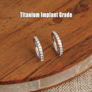 Titanium CZ Paved Nose Ring, Hinged Clicker Hoop, Segment Rings, Cartilage Hoop, Helix Tragus Hoop, Conch Ring, Earring Hoop 16g/18g/20g