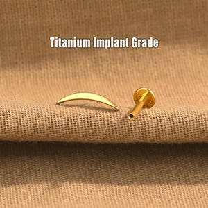 20G/18G/16G Titanium Climber Threadless Push Pin Stud, Flat Back Earrings, Curved Cartilage Climber Stud, Conch Tragus Stud, Helix Stud