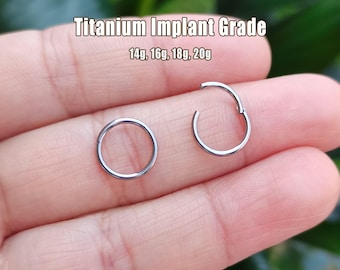 Solid Titanium Hinged Segment Nose Ring Septum Clicker Hoop, Cartilage Hoop, Helix Hoop, Clicker Ring Daith Hoop Earrings 20G 18G 16G 14G