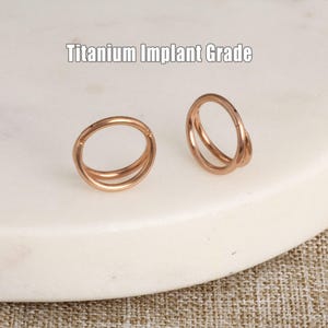 Rose gold Titanium Double Hinge Hoop, Hinged Segment Ring, Clicker Hoop, Cartilage Hoop, Helix Hoop, Tragus Hoop Earrings, Conch Hoop