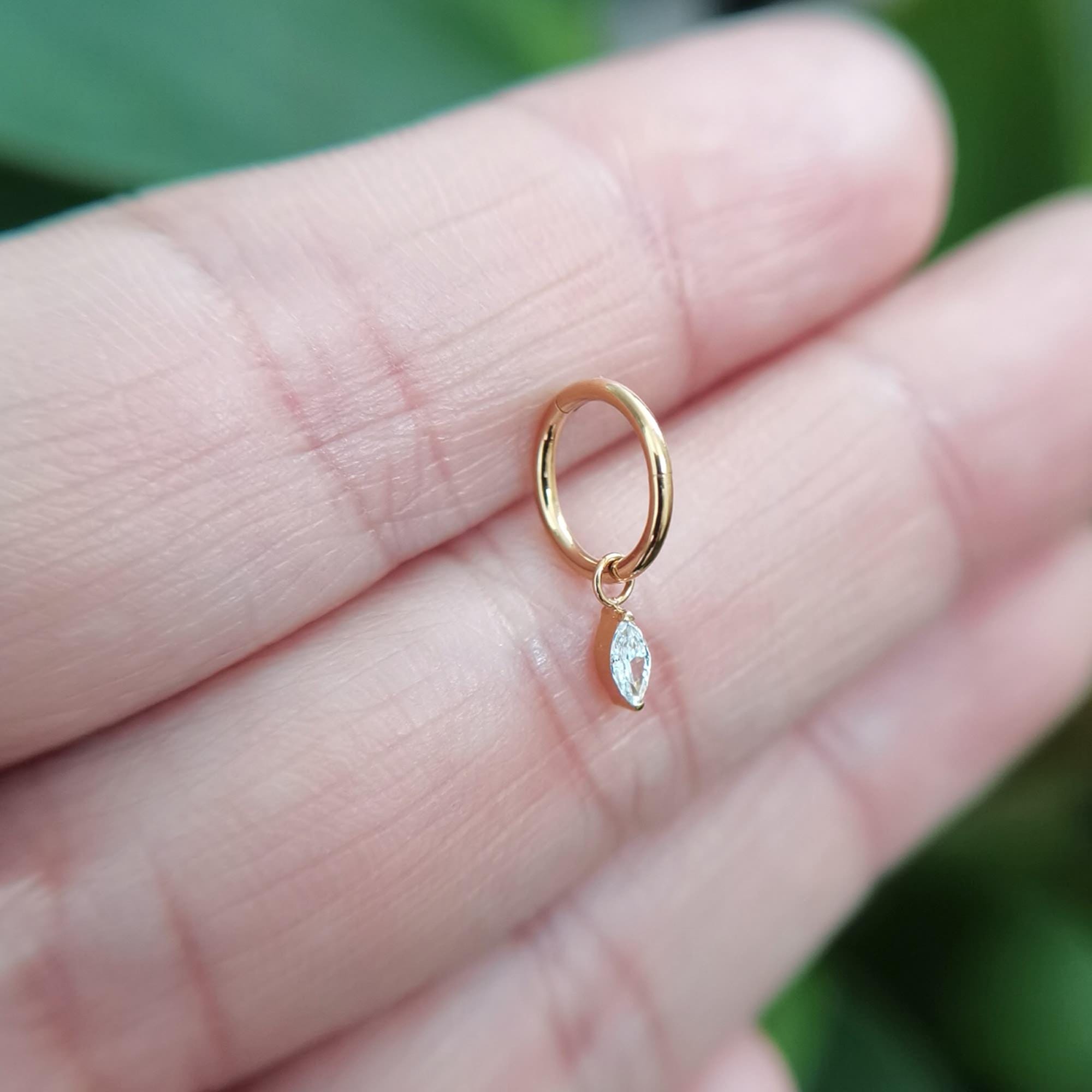 Titanium Marquise Dangle Hinge Hoop: Helix, Nose, Ear Piercing - Etsy