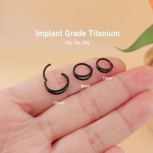 Black color Titanium Double Hinge Hoop, Hinged Segment Ring, Clicker Hoop, Cartilage Hoop, Helix Hoop, Tragus Hoop Earrings, Conch Hoop