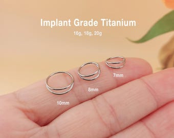 Titanium Double Hinge Hoop, Hinged Segment Nose Ring, Clicker Hoop, Cartilage Hoop, Helix Hoop, Daith Hoop Earrings, Seamless Hoop
