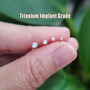 16G/18G/20G Titanium Cz Stone Threadless Push Pin Stud, Flat Back Earrings, Cartilage Stud, Conch stud, Tragus Stud, Helix Stud, Nose stud