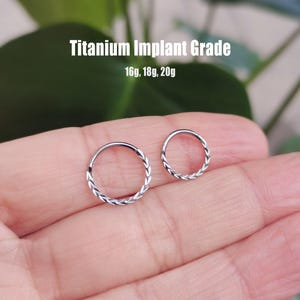 Titanium Implant Grade Braid Nose ring Hinged Segment Nose Ring, Septum Clicker Ring, Nose Hoop, Clicker Ring, Tiny Ring, Daith hoop