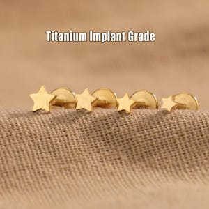 16G/18G/20G Titanium Star Labret: Threadless Push Pin Earring,  Helix, Conch, Tragus Nose Piercing