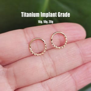 20G/18G/16G Titanium Implant Grade Braid Nose ring Hinged Segment Nose Ring, Septum Clicker Ring, Nose Hoop, Clicker Ring, Tiny Ring
