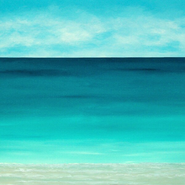 Seascape Beach Painting Modern Ocean Painting Contemporary  Beach Art Abstract Blue Tropical Caribbean Modern Original Seascape