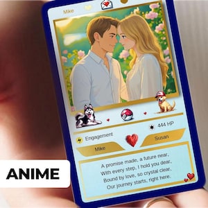 POKE MINI Personalised Anime Anniversary Card, Custom Valentines Gift, Romance Gifts for Men, Gift for Her Couples Card