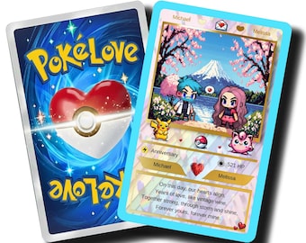 Personalized Pokemon-Themed Card with Display Stand - Anniversary Gift