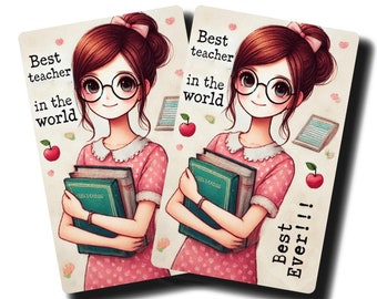 Personalized Teacher Keepsake Card – Cartoon Design, End of Term Gift