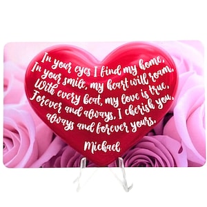 Personalisiertes Valentinstag-Andenken - herzliches Gedicht auf PVC-Karte, Geschenk in Brieftaschengröße für Liebhaber, einzigartige & nachdenkliche Valentinstagsüberraschung