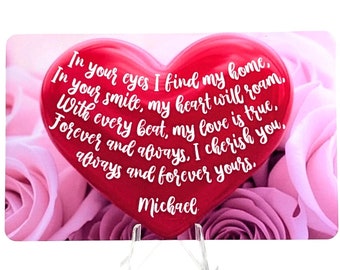 Personalized Valentine Poem Card: Heart Keepsake, Wallet Size PVC