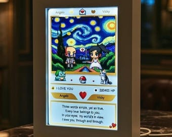 Bride n Groom Pokemon LED Night Light 6" x 4" - USB Powered, Personalised Text & Pictures, Romantic Couple Valentine Gift Make Yours Now