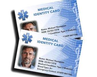 Personalized Medical ID Card: Emergency Contact, Allergy Alert