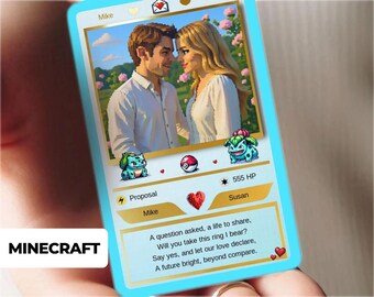 Personalized Pokemon Anniversary Card, Pixel Art Gift