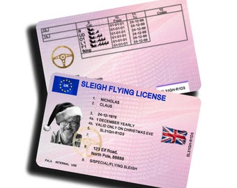 Spersonalizowana licencja lotnicza Świętego Mikołaja, spersonalizowany prezent świąteczny dla dzieci