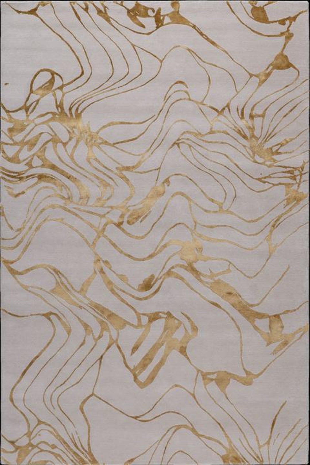 Beige Golden Shiny Hand Tufted 100 % New Zealand Wool and Silk Rugs for ...