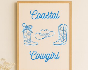 Coastal Cowgirl Art Print: Modern Minimalist Wall Decor (Digital Download)
