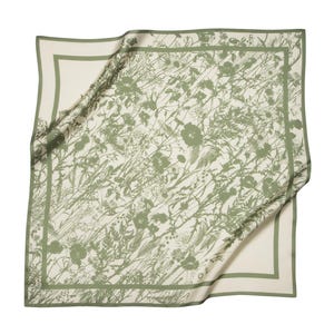 Silk Scarf, Green Skinny Bandana for Women, Boho Silk Fashion Scarf, Spring Accessory, Art-Inspired Gift for Her, Floral Christmas gift