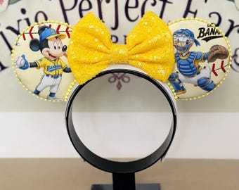 Savannah Bananas Baseball Team Inspired Disney Mickey Ears with light up bow option