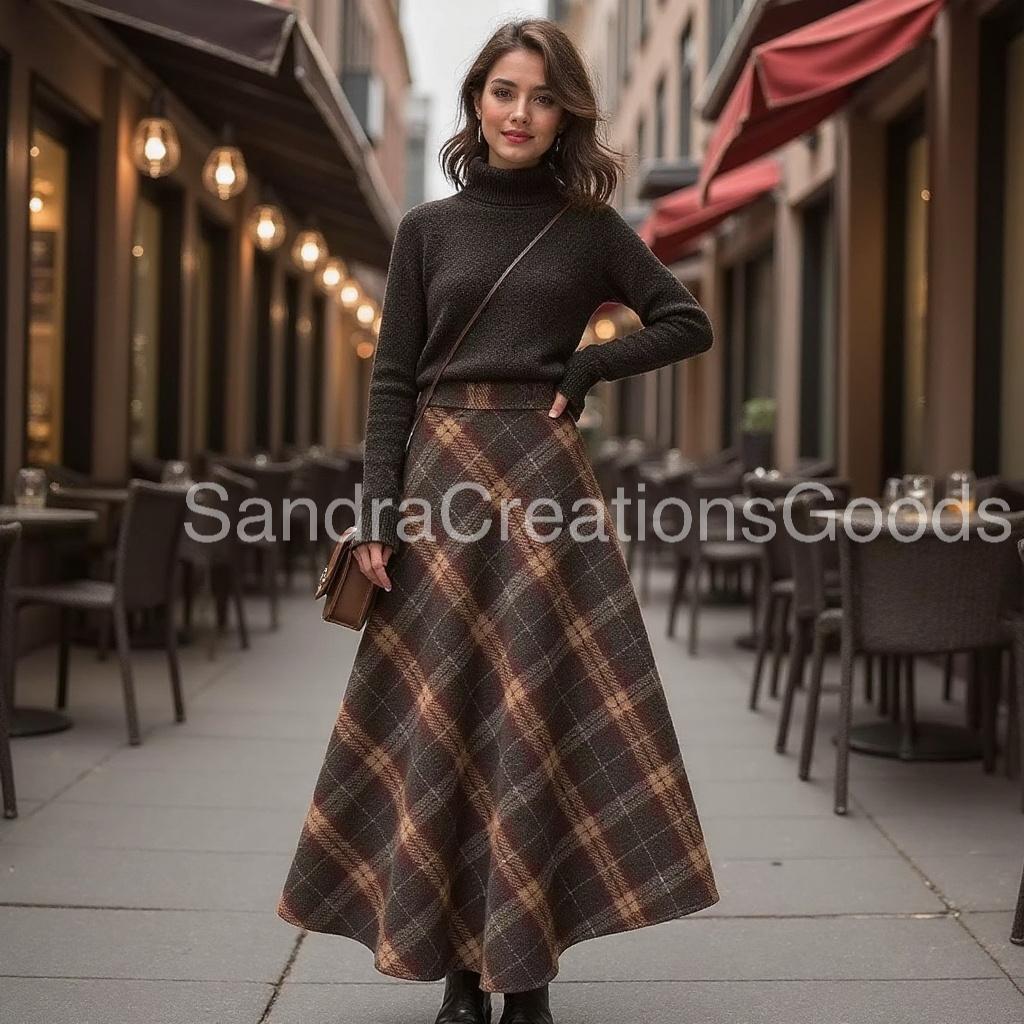 Plaid midi skirt xxl online