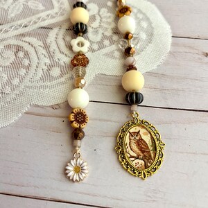Wise Owl Blythe Pull String | Academic Woodland Doll Charm | Vintage Forest Accessory