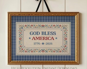 God Bless America PRINTABLE Wall Art, America 250th Anniversary Print, Vintage USA Rustic Americana Decor, 4th of July (Digital Download)