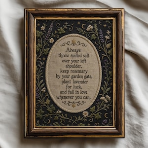 Vintage Witch Quote Wall Art, Textile Wall Decor, Cottagecore Goth Halloween Printable, Practical Magic Quote (Digital Download)